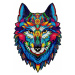Drevené farebné puzzle - Majestátný vlk