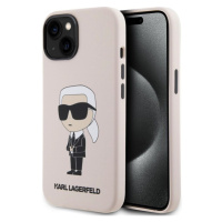 Karl Lagerfeld Liquid Silicone Ikonik NFT Zadný Kryt pre iPhone 15 Pink