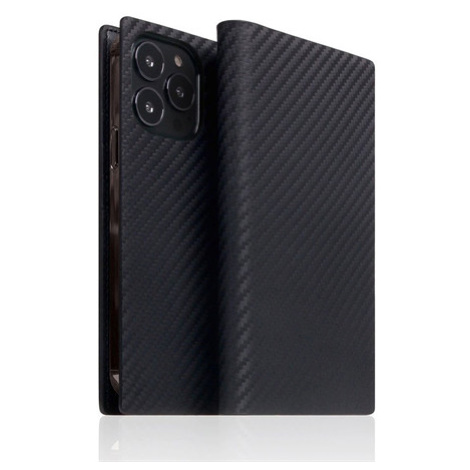 SLG Design puzdro D+ Italian Carbon Leather Diary pre iPhone 14 Pro - Black