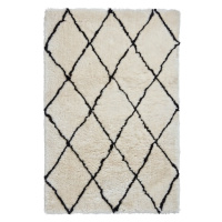 Béžovo-čierny ručne tuftovaný koberec Think Rugs Morocco Ivory & Black, 120 × 170 cm