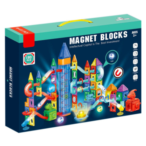 Magnetická stavebnica Dinosaurie park s LED svetlami a guličkou - 193 ks