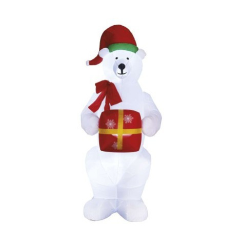 Nafukovací LED lední medvěd s vánočním dárkem 240 cm studená bílá EMOS