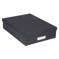 Tmavosivý úložný box s menovkou na dokumenty Bigso Box of Sweden Oskar, veľkosť A4