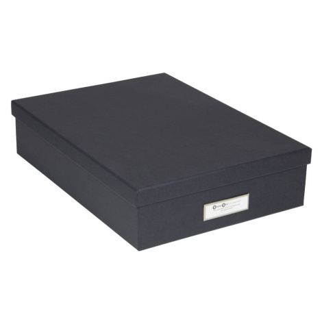 Tmavosivý úložný box s menovkou na dokumenty Bigso Box of Sweden Oskar, veľkosť A4