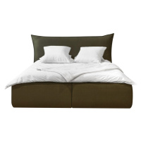 Zelená čalúnená dvojlôžková posteľ s úložným priestorom s roštom 180x200 cm Jade – Bobochic Pari