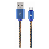 Kábel CABLEXPERT USB 2.0 AM na Type-C kábel (AM/CM), 1m, opletený, jeans, blister, PREMIUM QUALI