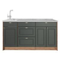 Vicco KUCHYNSKÝ BLOK Fame-Line, Zelený a zlatý vidiecky dom, 150 cm, AP Marble