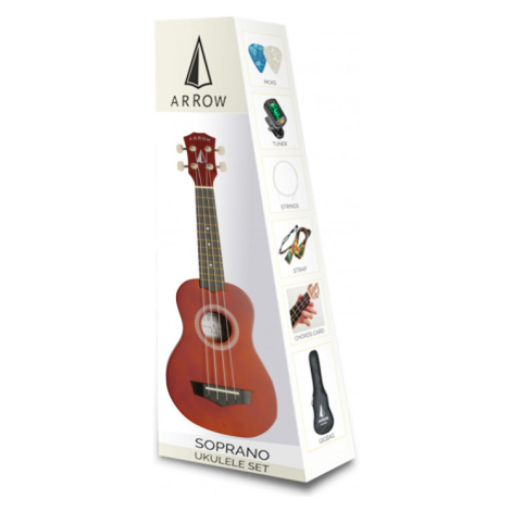 Arrow PB10 NT Sopránové ukulele - Natural Dark Top SET Arrow Storage Products