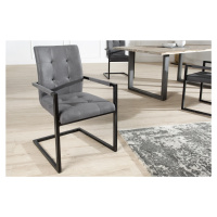 Estila Dizajnová štýlová stolička Oxford s podrúčkami šedá