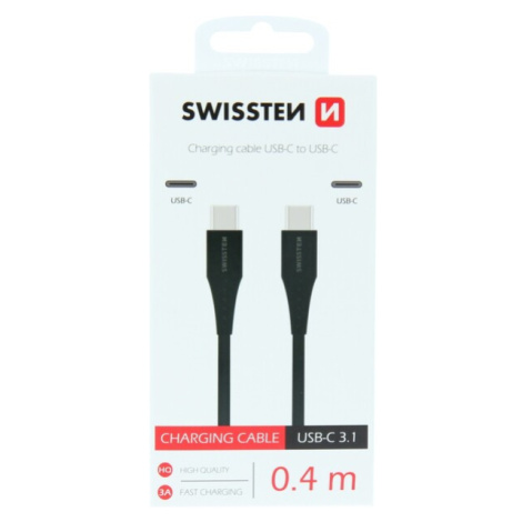 SWISSTEN kábel USB-C / USB-C 0,4 M čierny