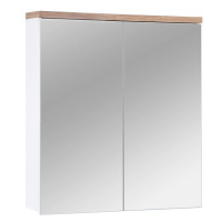 Závesná kúpeľňová skrinka so zrkadlom Bali 840 2D biela/dub votan