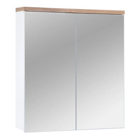 Závesná kúpeľňová skrinka so zrkadlom Bali 840 2D biela/dub votan Comad