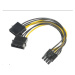 Adaptér AKASA 4 pin Molex na 6+2 pin PCIe, 15 cm