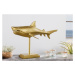 Estila Zlatá dizajnová dekorácia žralok Perry z kovovej zliatiny na podstavci 68cm