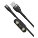 Kábel Baseus z USB na Lightning - USB-C - microUSB 5A 3v1 magnetický 1,0 m čierny
