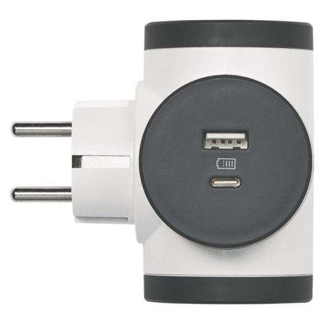 Legrand Adaptér bočný otočný 2x2P+T USB A+C WHITE/GREY