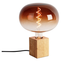 Vidiecka stolová lampa z prírodného dreva vrátane LED G220 - Bloc