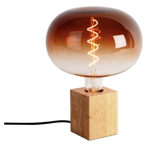 Vidiecka stolová lampa z prírodného dreva vrátane LED G220 - Bloc QAZQA