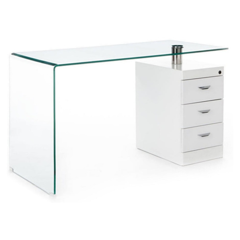 Pracovný stôl so sklenenou doskou 65x125 cm Bow – Tomasucci