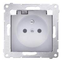 Jedno zásuvka s krytím IP44 - s tesnením pre rámčeky Premium - klapka v transparentnej farbe, (p