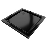 MEXEN/S - Flat Sprchová vanička štvorcová slim 100 x 100, čierna + čierny sifón 40701010B