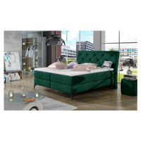 NABBI Lazio 160 čalúnená manželská posteľ s úložným priestorom tmavozelená