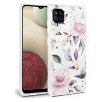 Silikónové puzdro na Samsung Galaxy A12 A125/M12 M127 Tech-Protect Floral biele