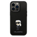 Karl Lagerfeld Liquid Metal Ikonik Silikónový Kryt pre iPhone 15 Pro, Čierny