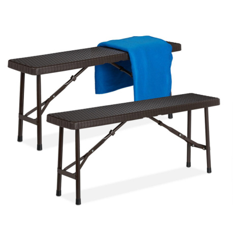 Relaxdays LAVICA Hnedá 2-dielny-set skladacia ratanový vzhľad 100 cm