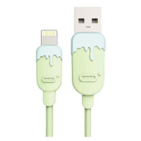 Kábel Lightning na USB, gumový 1m, CC, zelená/modrá