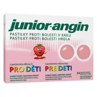 JUNIOR-ANGIN pre deti s jahodovou príchuťou 24 pastiliek