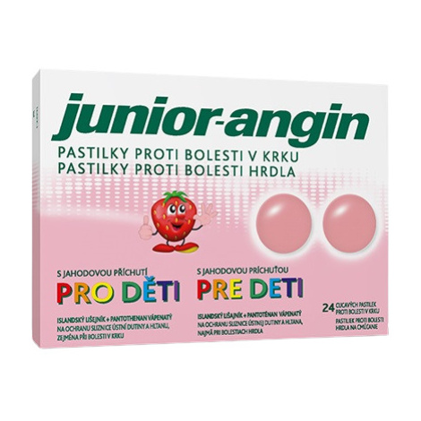 JUNIOR-ANGIN pre deti s jahodovou príchuťou 24 pastiliek