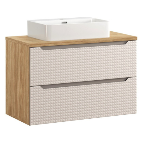 Koupelnová skříňka Ocean Beige II s deskou a umyvadlem 90 cm béžová/dub olejovaný Comad