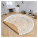 Okrovožlto-biely okrúhly vonkajší koberec ø 140 cm Porto – NORTHRUGS