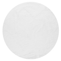 Biely umývateľný okrúhly koberec ø 100 cm Pelush White – Mila Home
