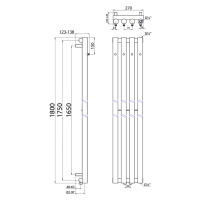 SAPHO - PILON vykurovacie teleso 270x1800, so 4 háčikmi, čierna mat IZ122T