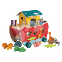Drevená Noemova archa Noah's Shape Sorter Ark Tender Leaf Toys 23-dielna s postavičkami rozobera