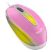 Genius Myš DX-Mini, 1000DPI, optická, 3tl., drátová USB, růžová, klasická, RGB podsvícení