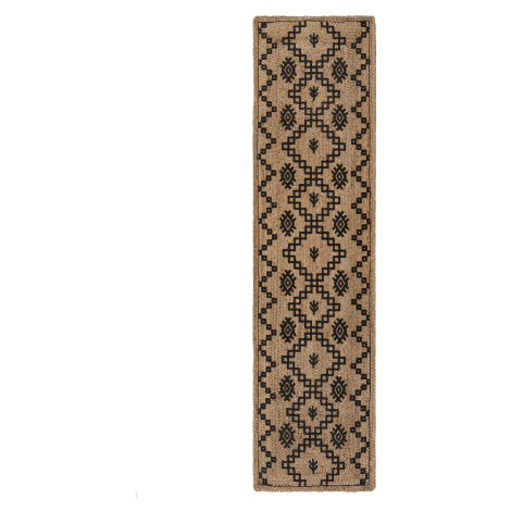 Běhoun Printed Jute Rowen Natural/Black - 60x230 cm Flair Rugs koberce