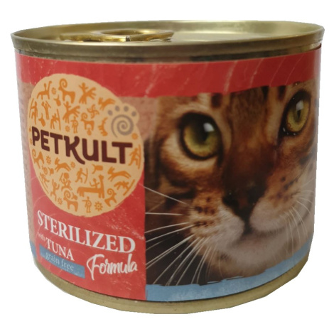 PETKULT  cat konz.  STERILISED  tuňiak - 185g (10 + 2 gratis)