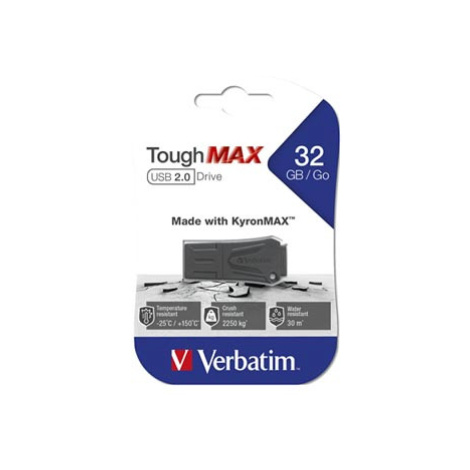 Verbatim USB flash disk, USB 2.0, 32GB, ToughMAX, černý, 49331, USB A, kompozitní materiál Kyron