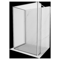 Mexen Kioto, 3-stenová sprchová zástena Walk-In 120 x 120 x 30 cm, 8mm číre sklo čierny vzor, bi