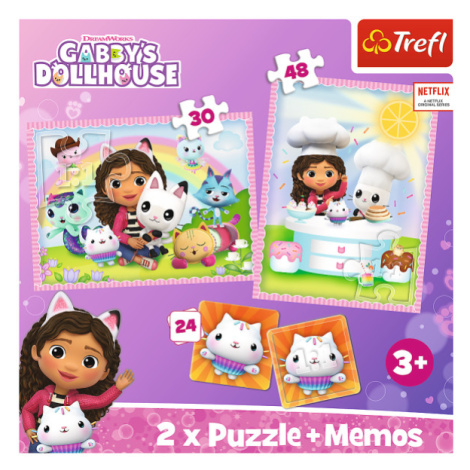 Trefl Puzzle 2v1 + pexeso - Gabby so svojou mačičkou / Gabby's Dollhouse