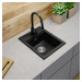 Sink Quality Ferrum New 4050, 1-komorový granitový drez 400x500x185 mm + chrómový sifón, čierna,