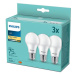 Philips LED sada žiaroviek 3x10W-75W E27 1055lm 2700K set 3ks, biela