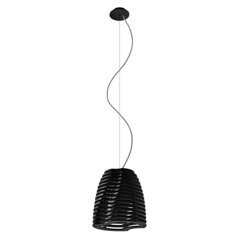 Závesné svetlo Twist, buk, čierna farba, 150 cm Eco-Light