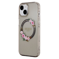 Guess PC/TPU Flowers Ring Glossy Logo MagSafe Apple iPhone 13 GUHMP13MHFWFCK Black