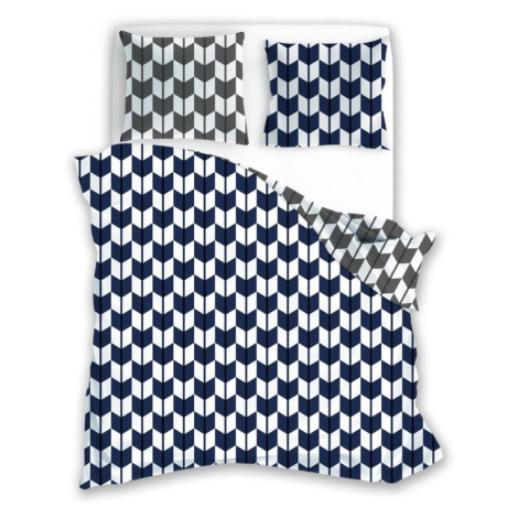Bavlněné povlečení PURE COTTON 160x200 cm + 2x 70x80 cm bílé/modré FARO