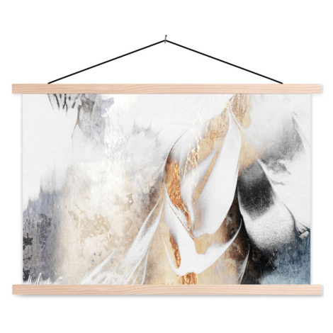 MuchoWow PLAGÁT S MAGNETICKÝMI LIŠTAMI Luxusné - abstraktné - zlaté - biele 60x40 cm