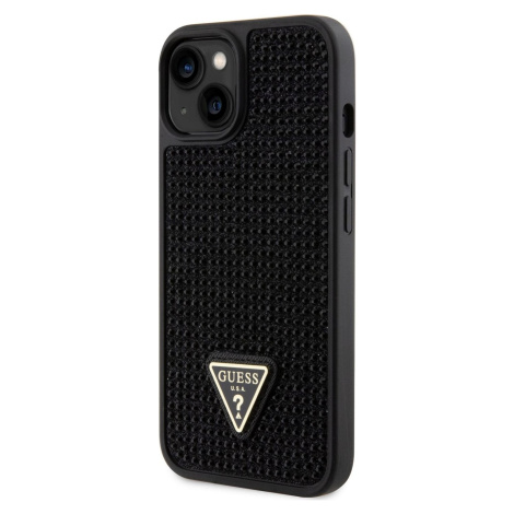 Guess Rhinestones Triangle Metal Logo Kryt pre iPhone 14, Čierny